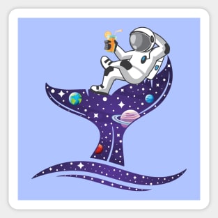 Astronaut enjoy on whale tail in space Sticker